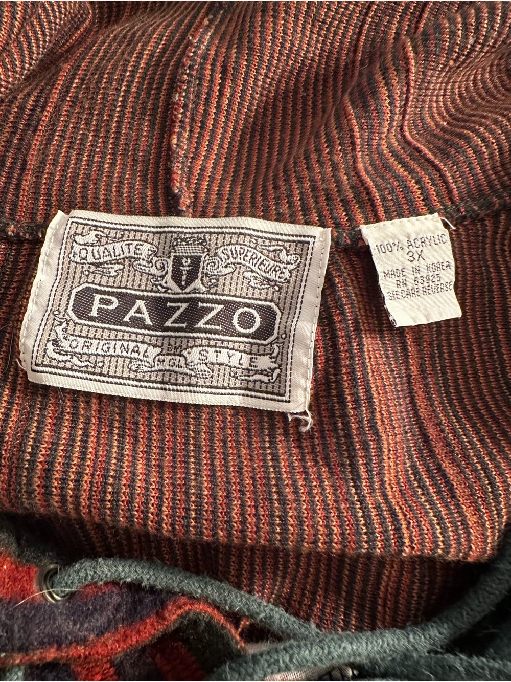 Vintage 90’s PAZZO Striped Hooded Baja Sweater - Multi Colored - Picture 4 of 4